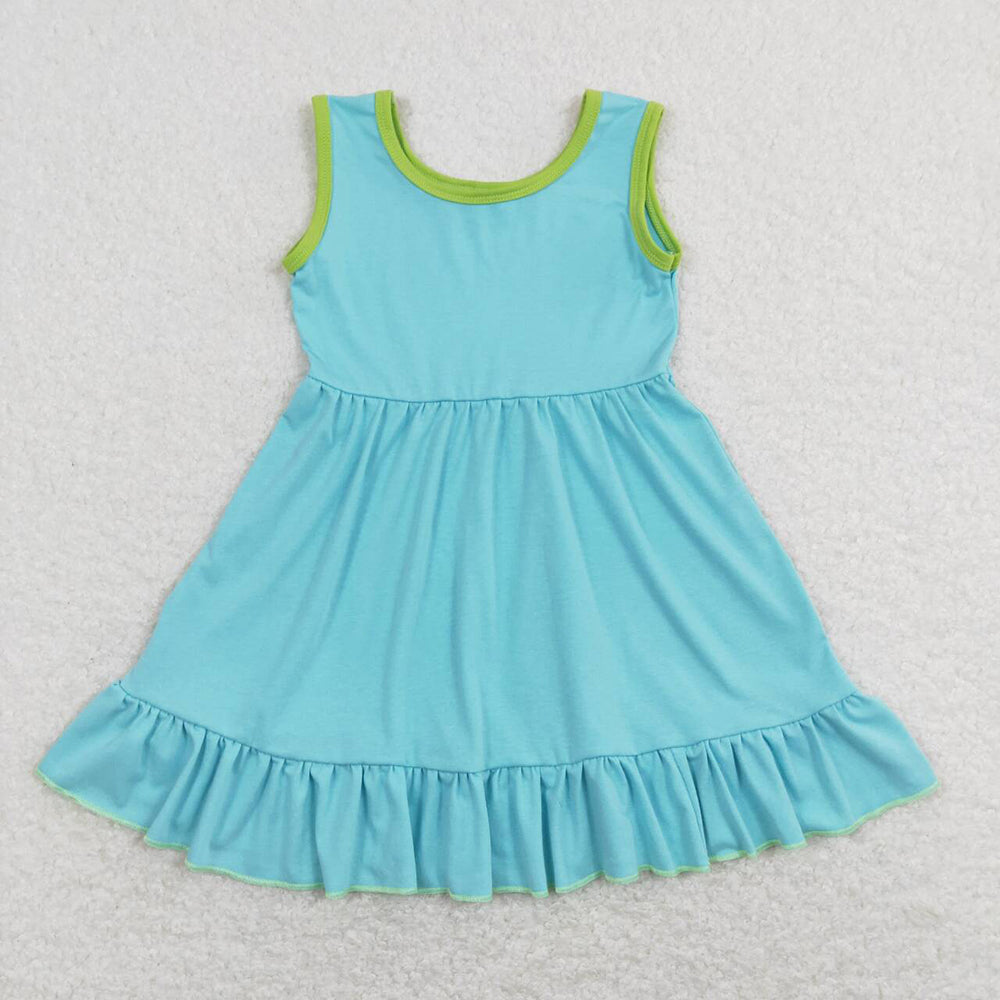 Baby Girl Sleeveless Checked Ruffle Sibling Knee Length Dress RTS