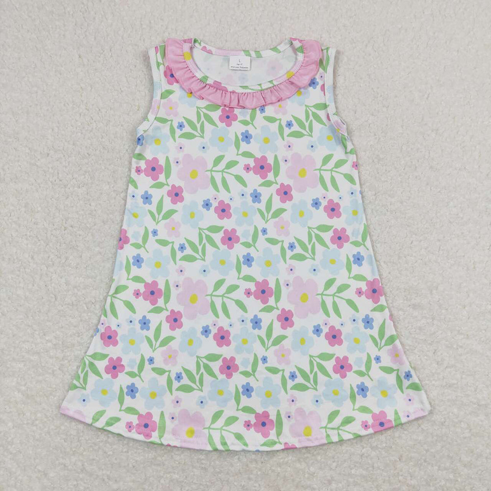 Baby Girl Flower Fish Boats Summer Sibling Knee Length Dress RTS