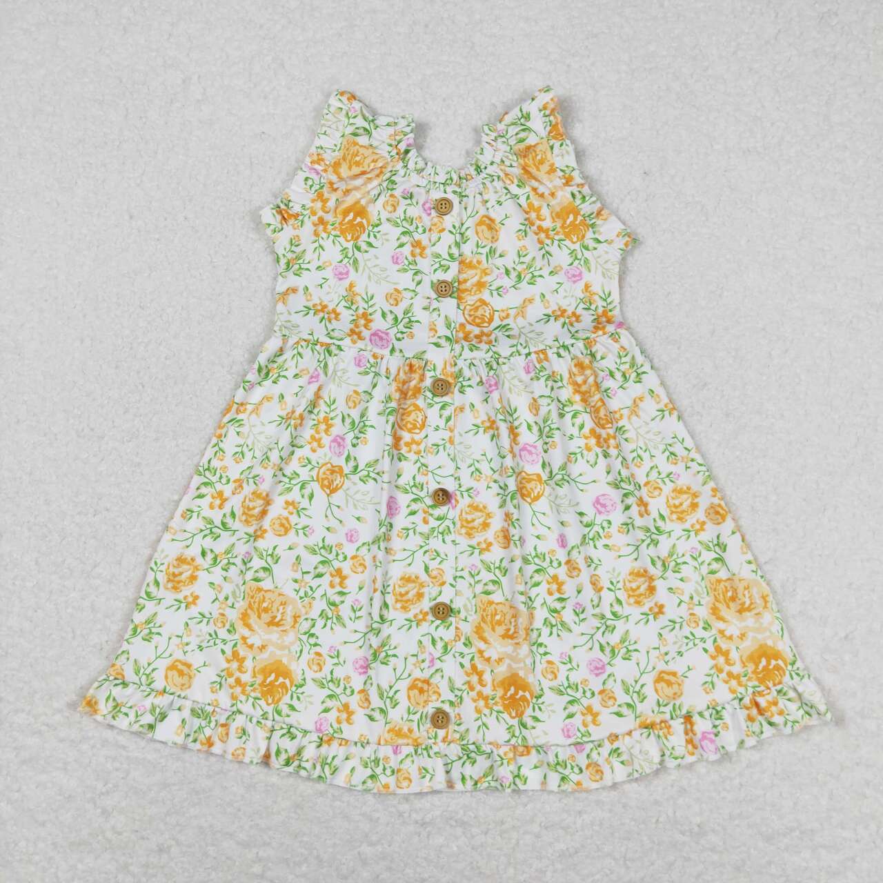 Sibling Baby Girls Kids Floral Summer Ruffle Knee Length Dresses RTS