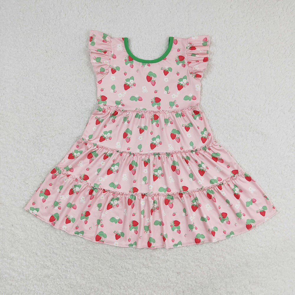 Baby Girl Short Sleeves Flower Sibling Summer Knee Length Dress RTS