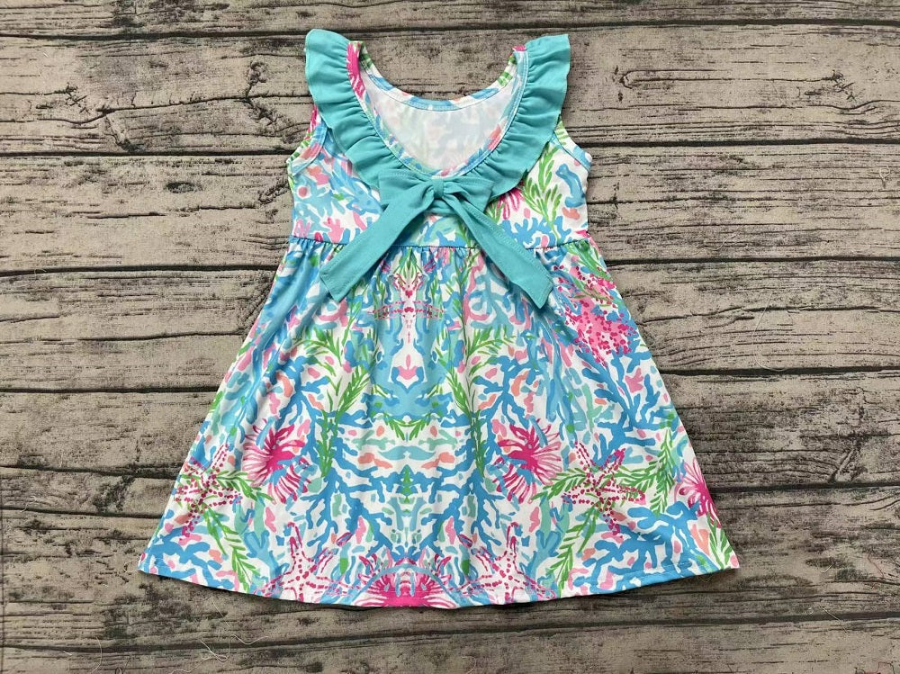 Pre-order Baby Girl Sleeveless Starfish Summer Blue Dress