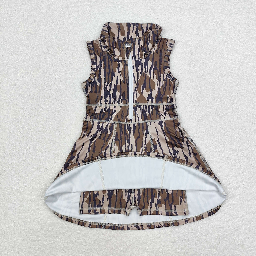 Baby Girl Sleeveless Ducks Camo Hunting Sibling Athletic Shorts Skirt Dress RTS