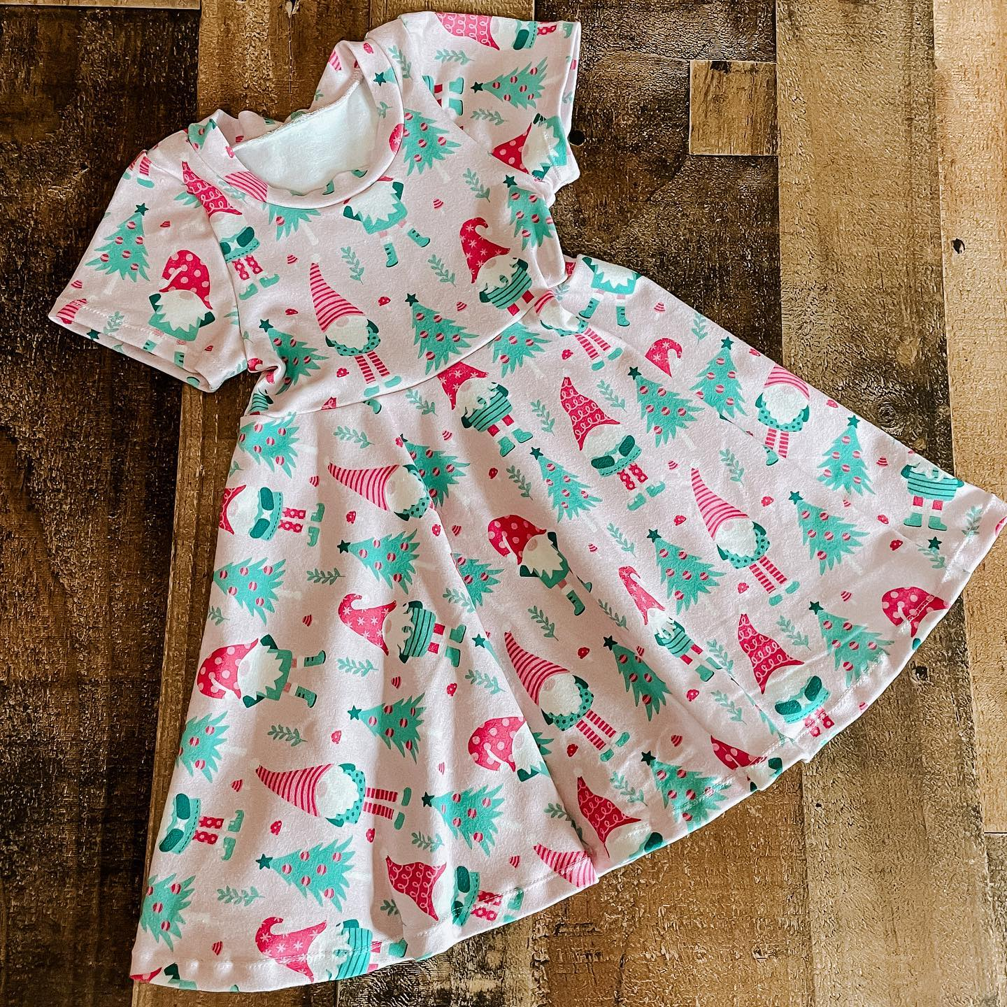 Pre-order Baby Girl Christmas Tree Dwarf Pink Dress