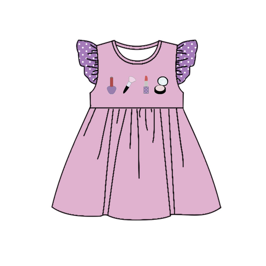 Pre-order Baby Girl Lipstick Short Sleeves Purple Dress