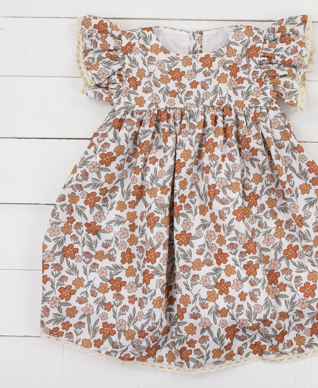 Pre-order Baby Girl Toddler Kids Short Sleeves Flower Knee Length Dress