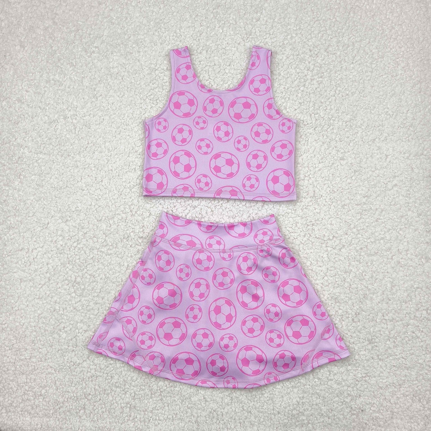 Baby Girl Sleeveless Bows Baseball Cheer Yoga Active Wear Sibling Skort Set Clothes RTS