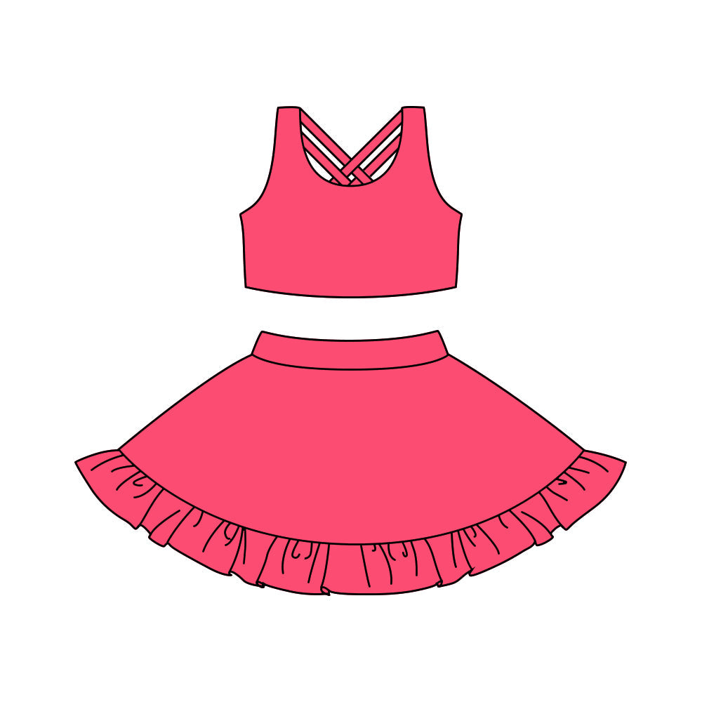 Preorder Baby Girl Watermelon Athletic Active Wear Top Shorts Skirt Clothes Set