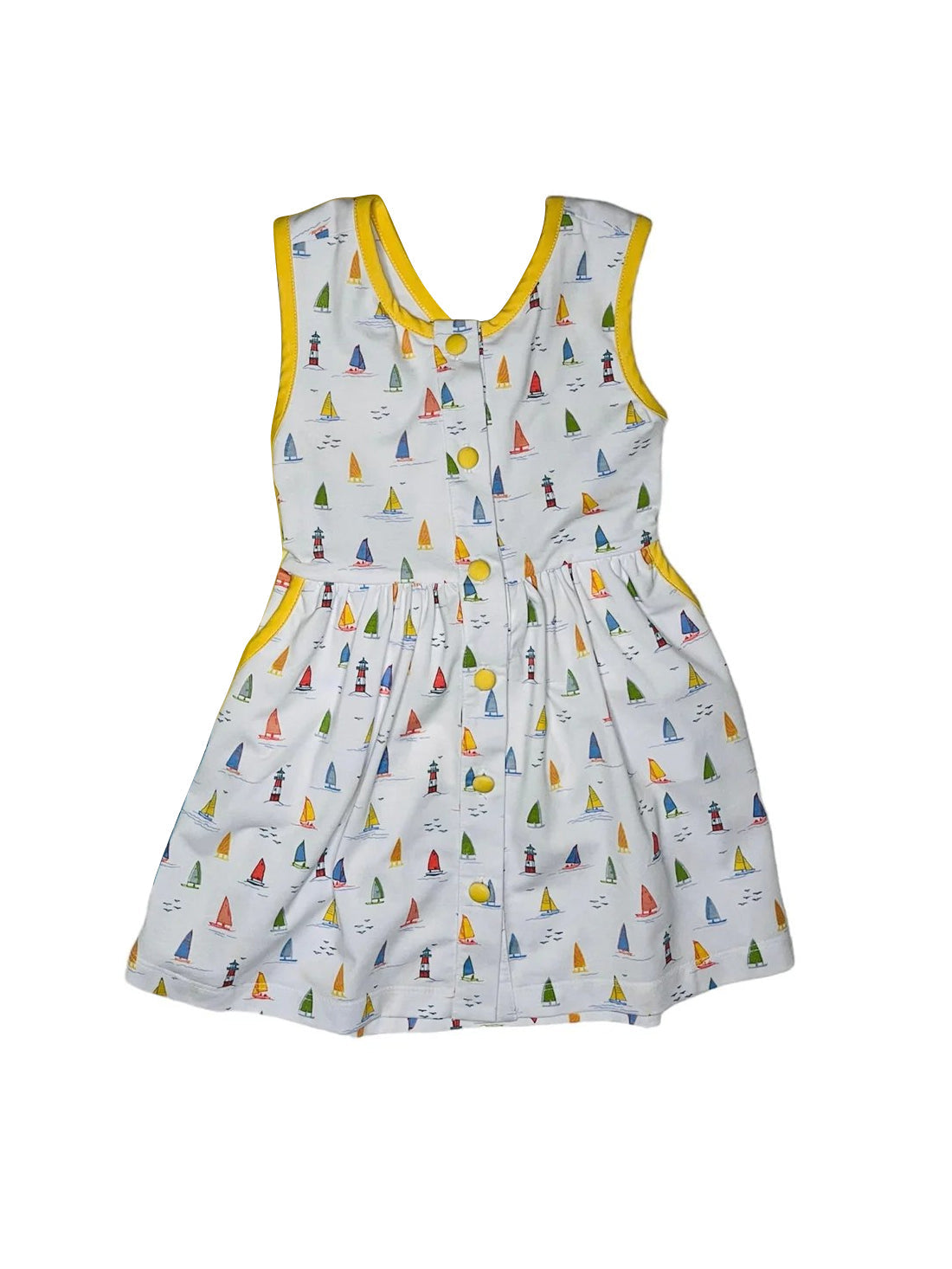Preorder Baby Girl Sleeveless Colorful Boats Knee Length Dress