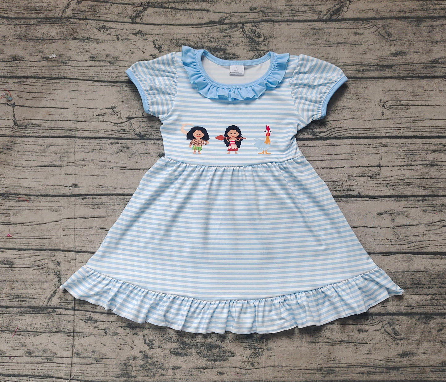 Baby Girl Short Sleeves Princess Stripes Knee Length Dress RTS