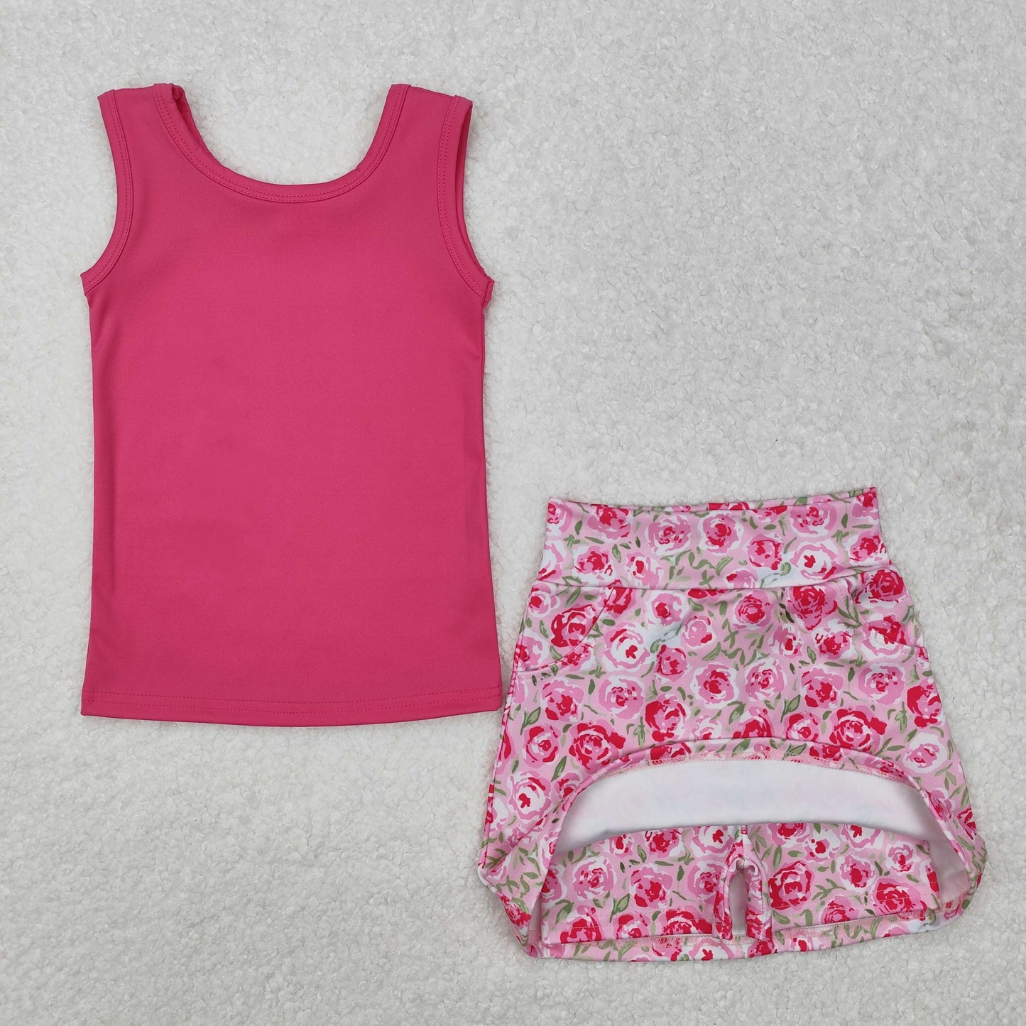 Baby Girl Sleeveless Tops Flower Skorts Shorts Skirt Active Wear Yoga Sibling Set RTS