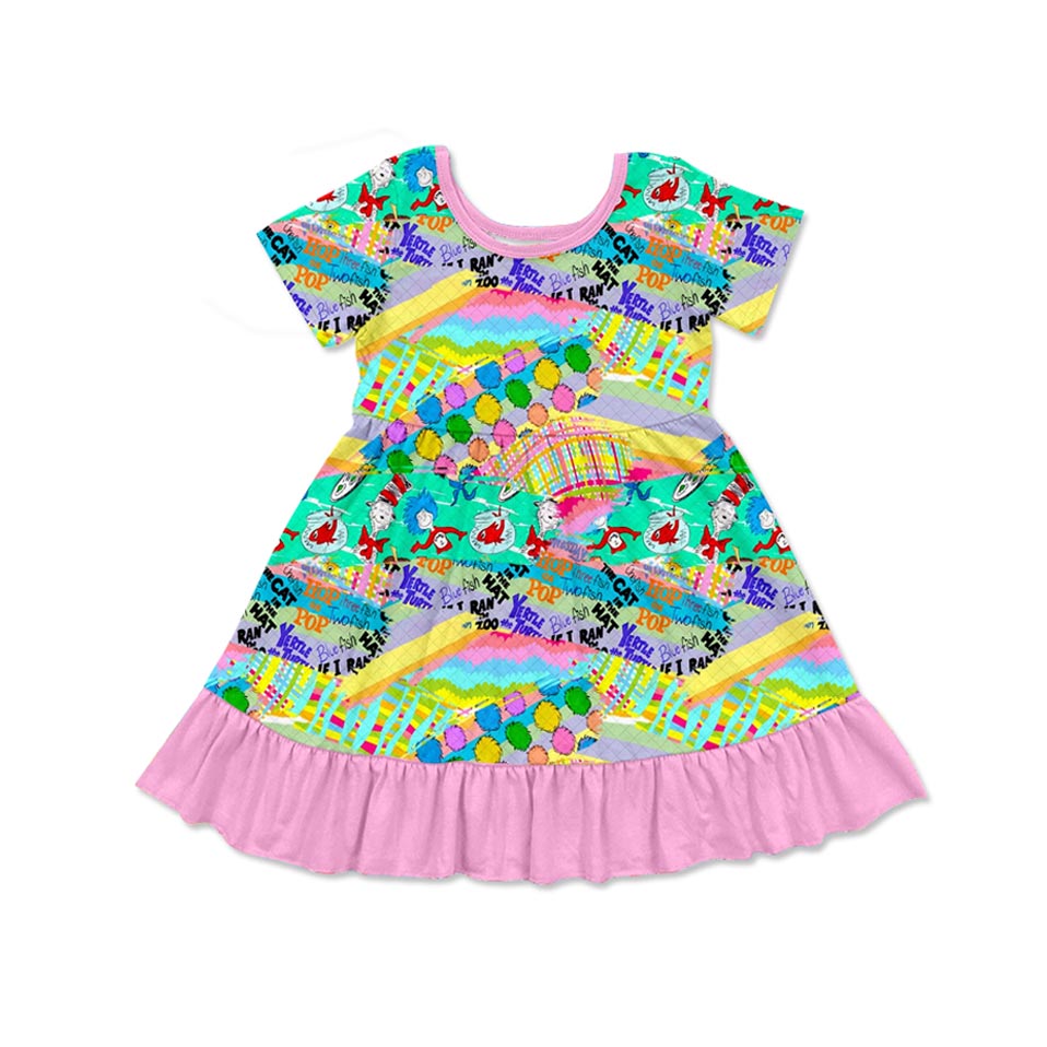 Preorder Baby Girl Short Sleeves Dr Reading Balloon Knee Length Dress
