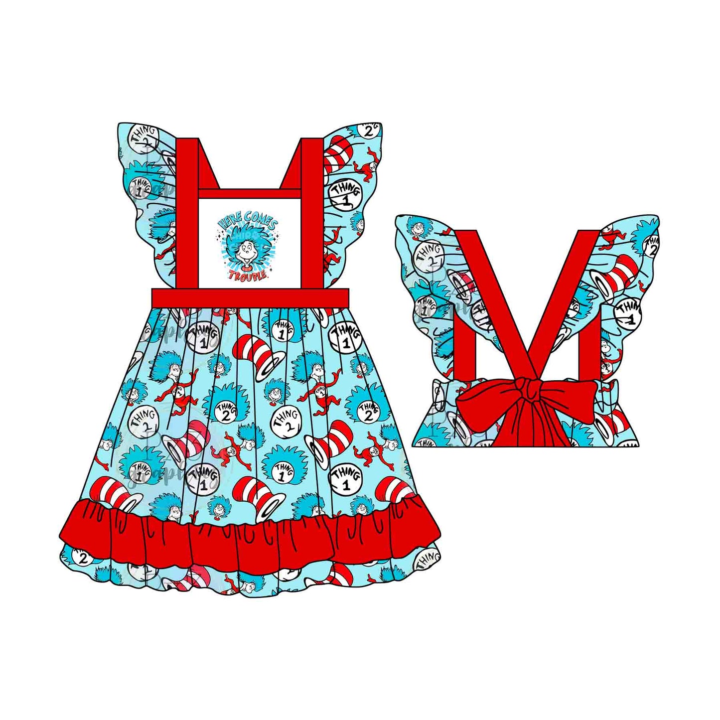 Preorder Baby Girl Short Sleeves Dr Reading Ruffle Knee Length Dress