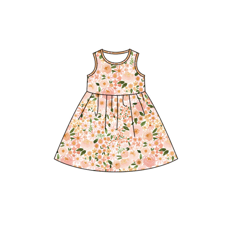Preorder Baby Girl Sleeveless Flower Knee Length Dress