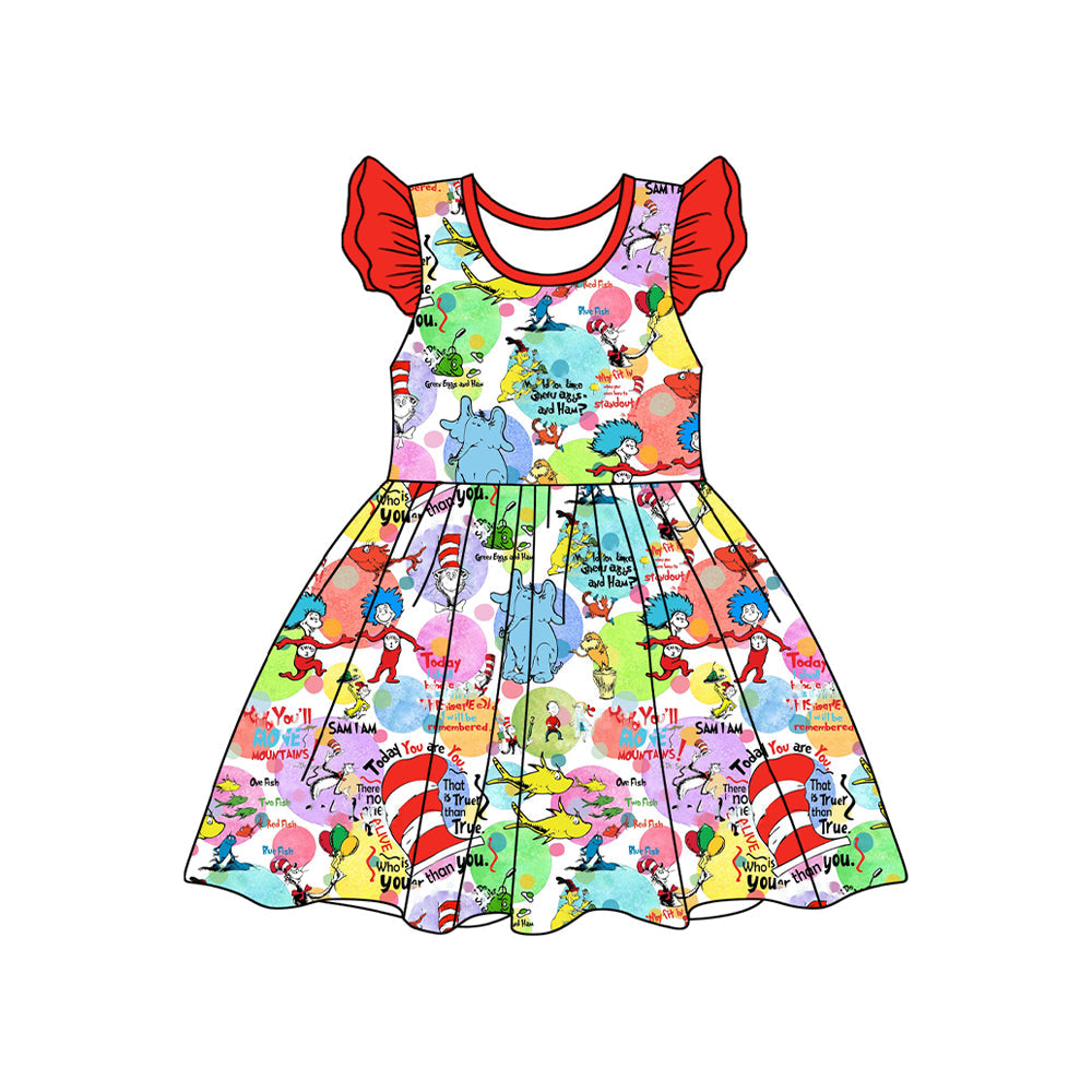 Preorder Baby Girl Red Short Sleeves Dr Reading Elephant Dress