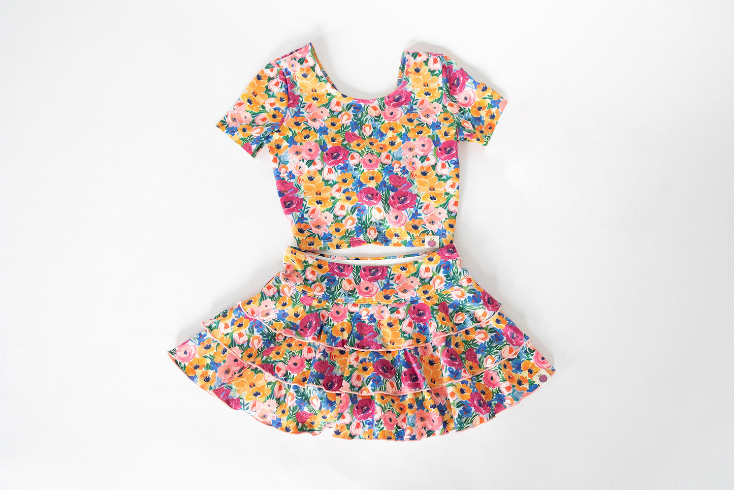Preorder Baby Girl Short Sleeves Flower Shirt Skirt Clothes Set