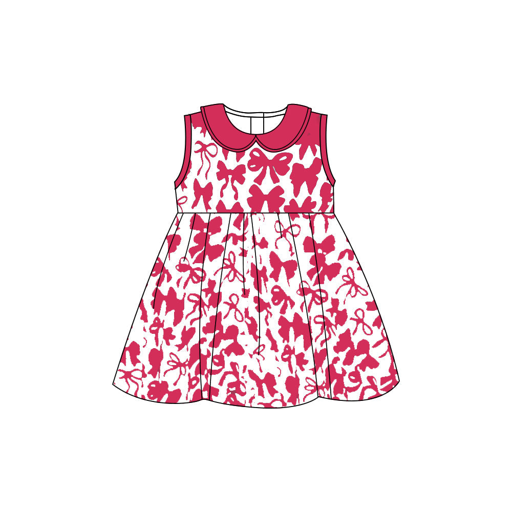 Preorder Baby Girl Sleeveless Pink Bows Knee Length Dress
