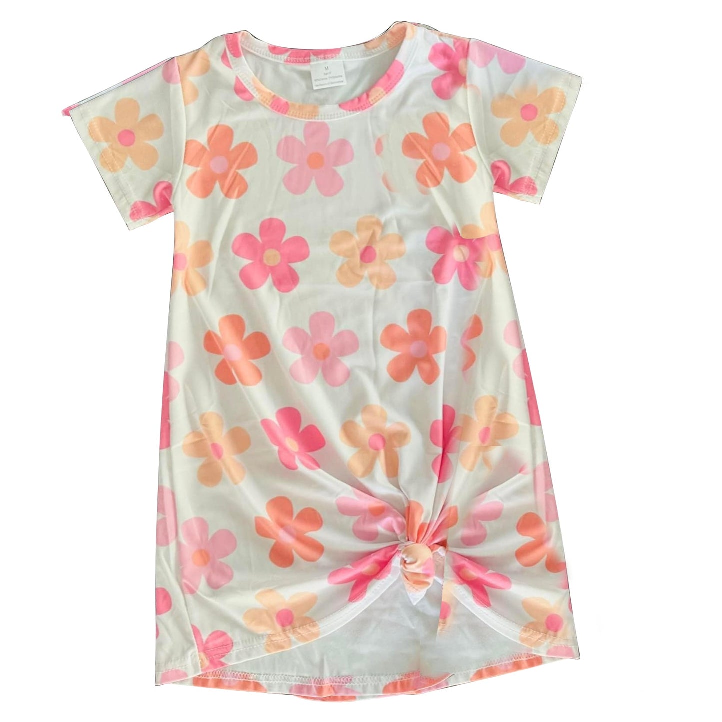 Preorder Baby Girl Short Sleeves Flower Knee Length Dress