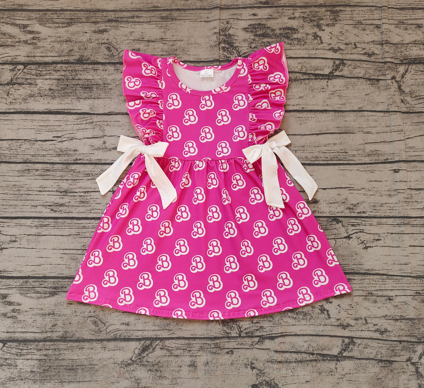 Baby Girl Short Sleeves Doll Bows Bubble Pink Knee Length Dress