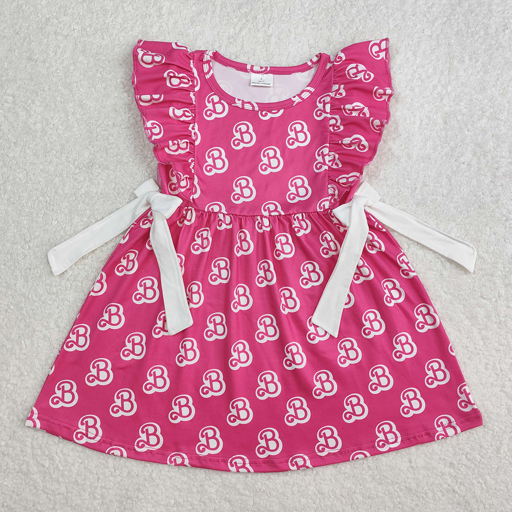 Baby Girl Short Sleeves Doll Bows Sibling Pink Romper Dress Clothing RTS