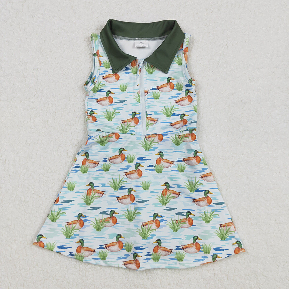 Baby Girl Sleeveless Ducks Camo Hunting Sibling Athletic Shorts Skirt Dress RTS