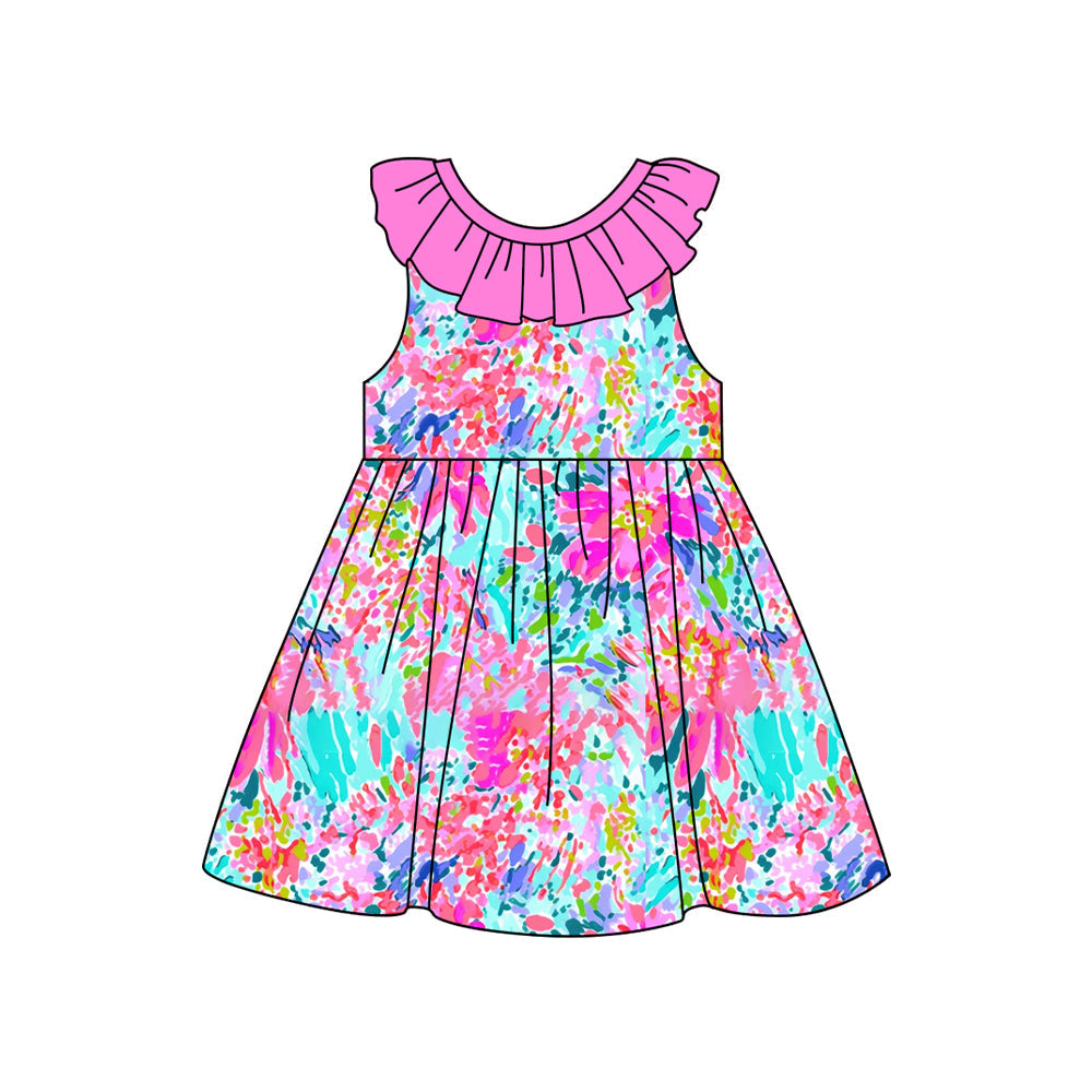 Preorder Baby Girl Sleeveless Seaweed Bows Knee Length Dress