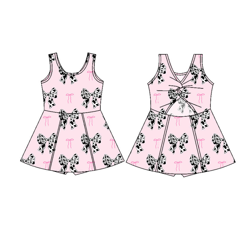 Baby Girl Sleeveless Western Bows Knee Length Pink Yoga Active Wear Dress RTS