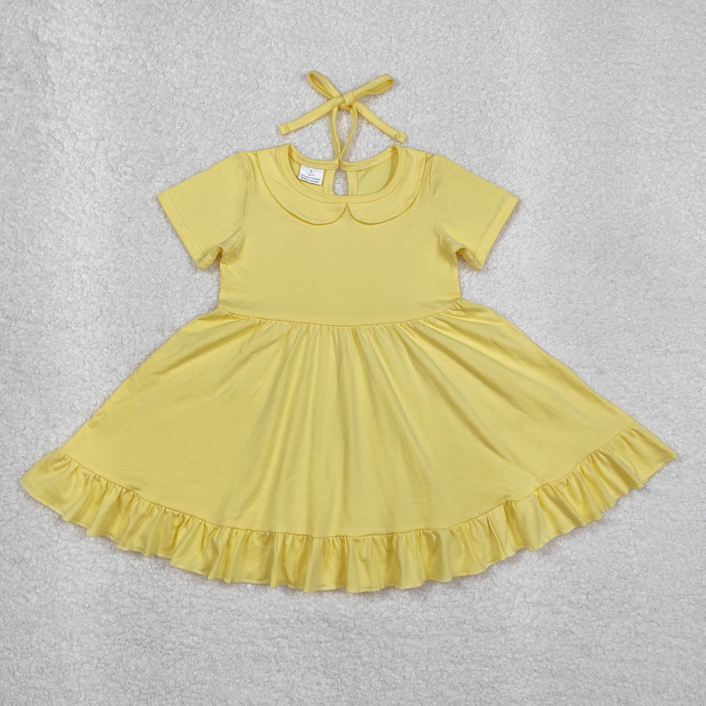 Baby Girl Short Sleeves Cotton Ruffle Sibling Toddler Dress RTS