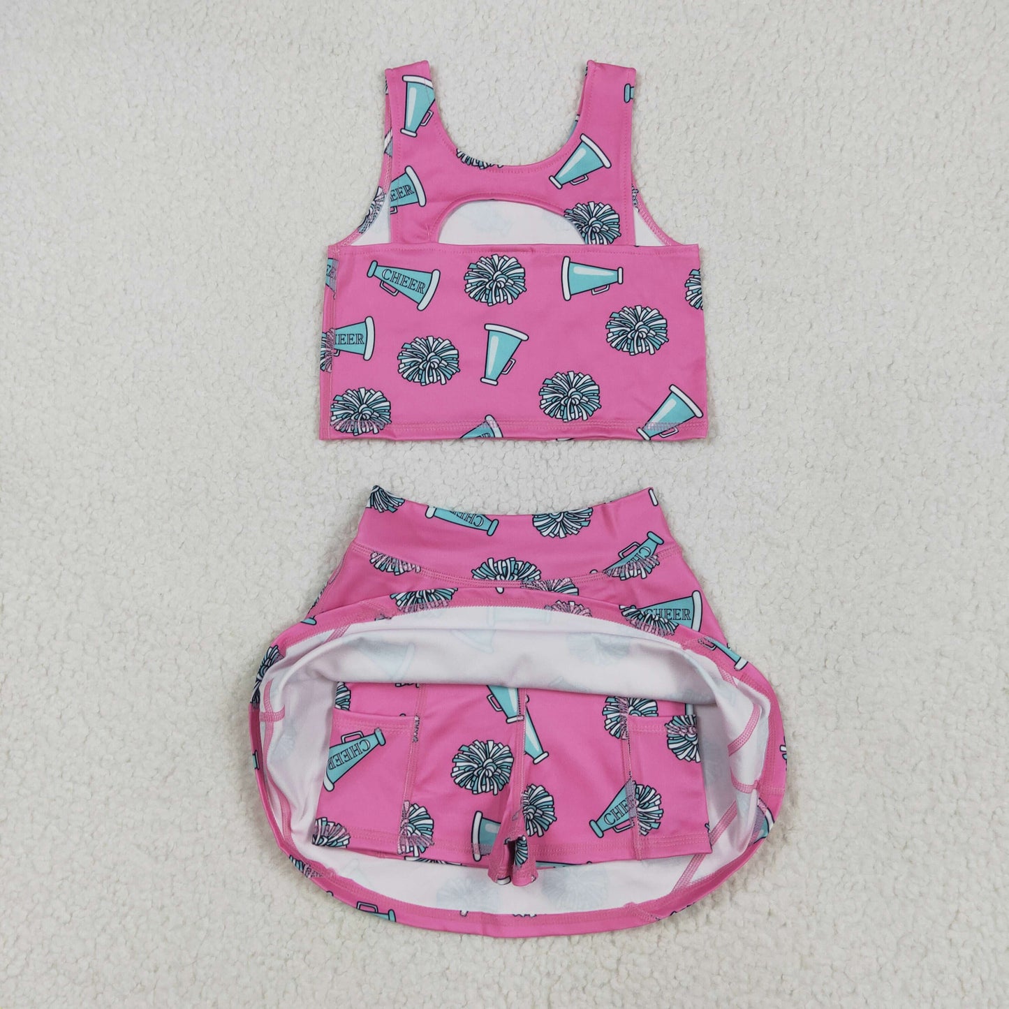 Baby Girl Sleeveless Bows Baseball Cheer Yoga Active Wear Sibling Skort Set Clothes RTS