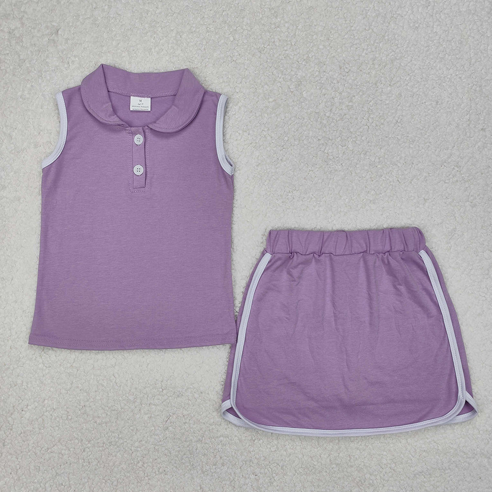Baby Girl Sleeveless Buttons Shirt Shorts Skirt Skort Sibling Clothes Sports Set RTS