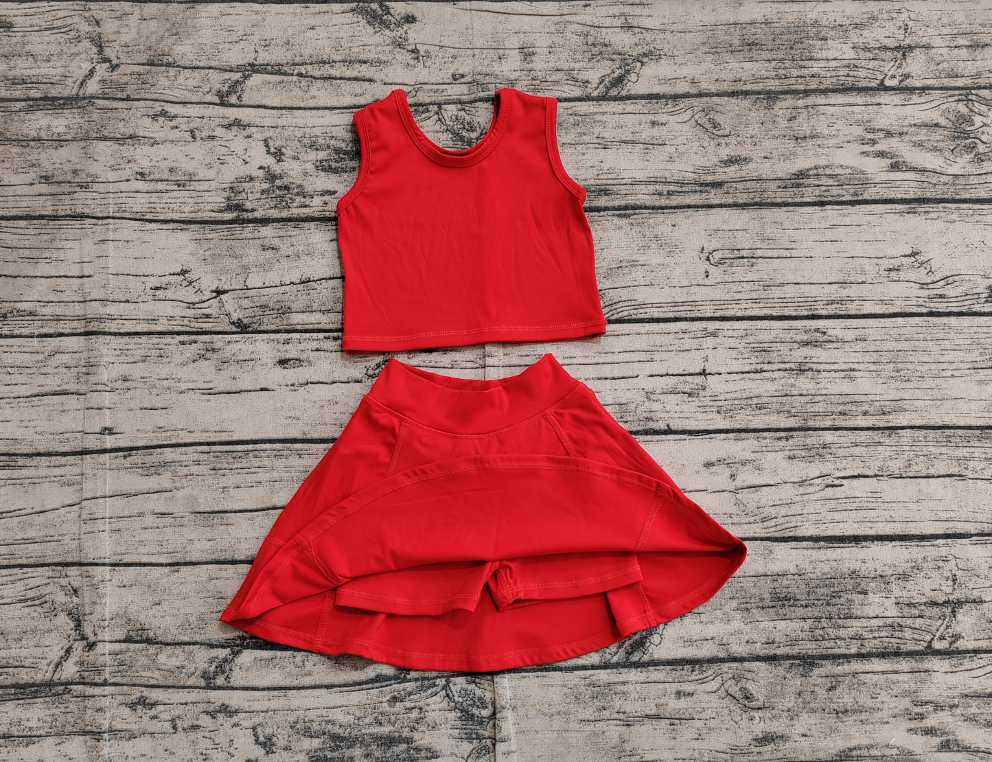 Baby Girl Red Vest Shorts Skirt Skort Clothes Yoga Active Wear Set RTS