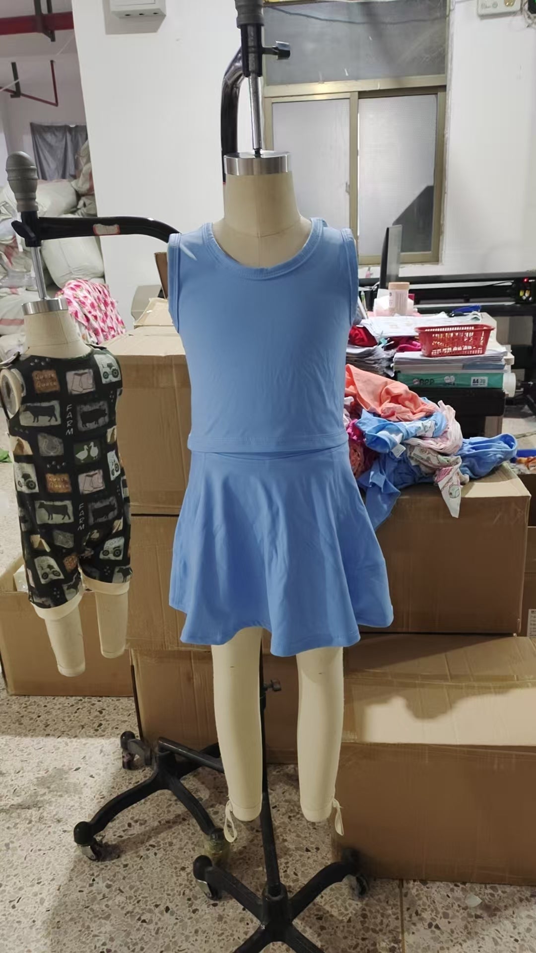 Baby Girl Blue Vest Shorts Skirt Skort Clothes Yoga Active Wear Set RTS