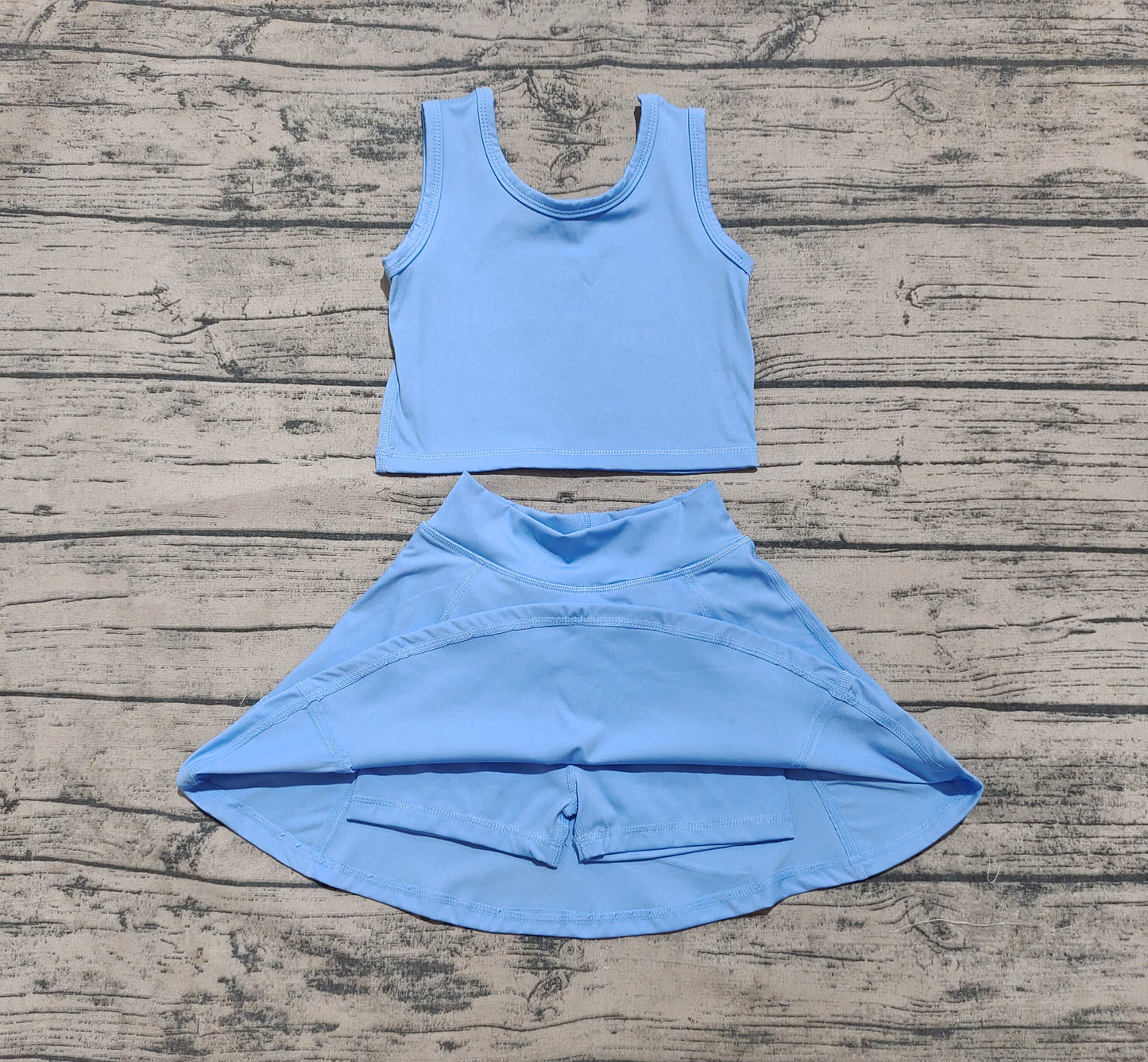 Baby Girl Blue Vest Shorts Skirt Skort Clothes Yoga Active Wear Set RTS