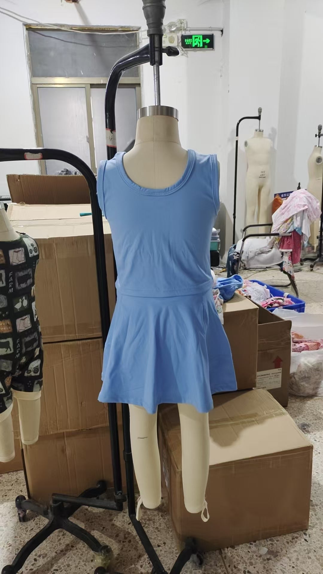 Baby Girl Blue Vest Shorts Skirt Skort Clothes Yoga Active Wear Set RTS