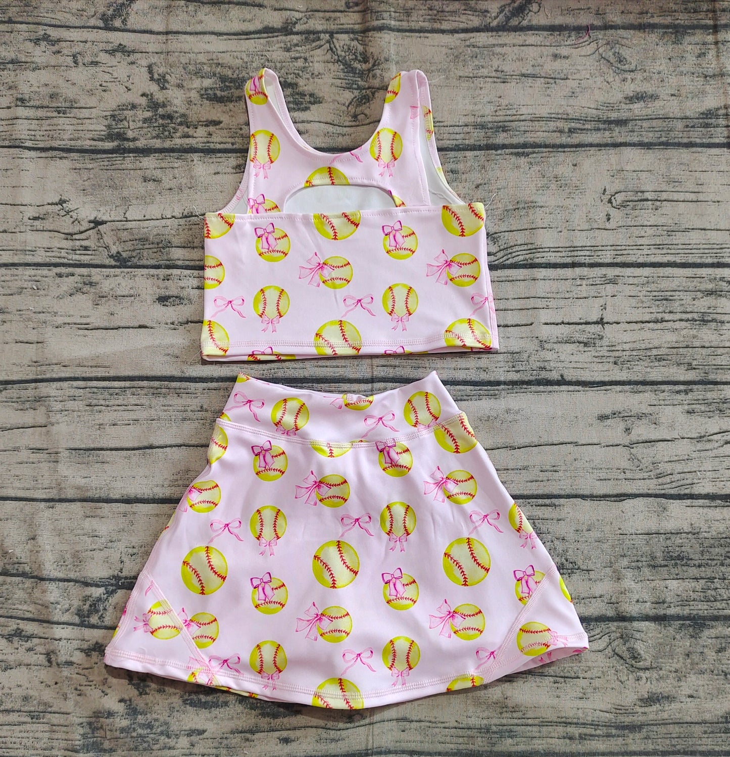 Baby Girl Softball Bows Tops Shorts Skirt Skort Athletic Active Wear Set RTS