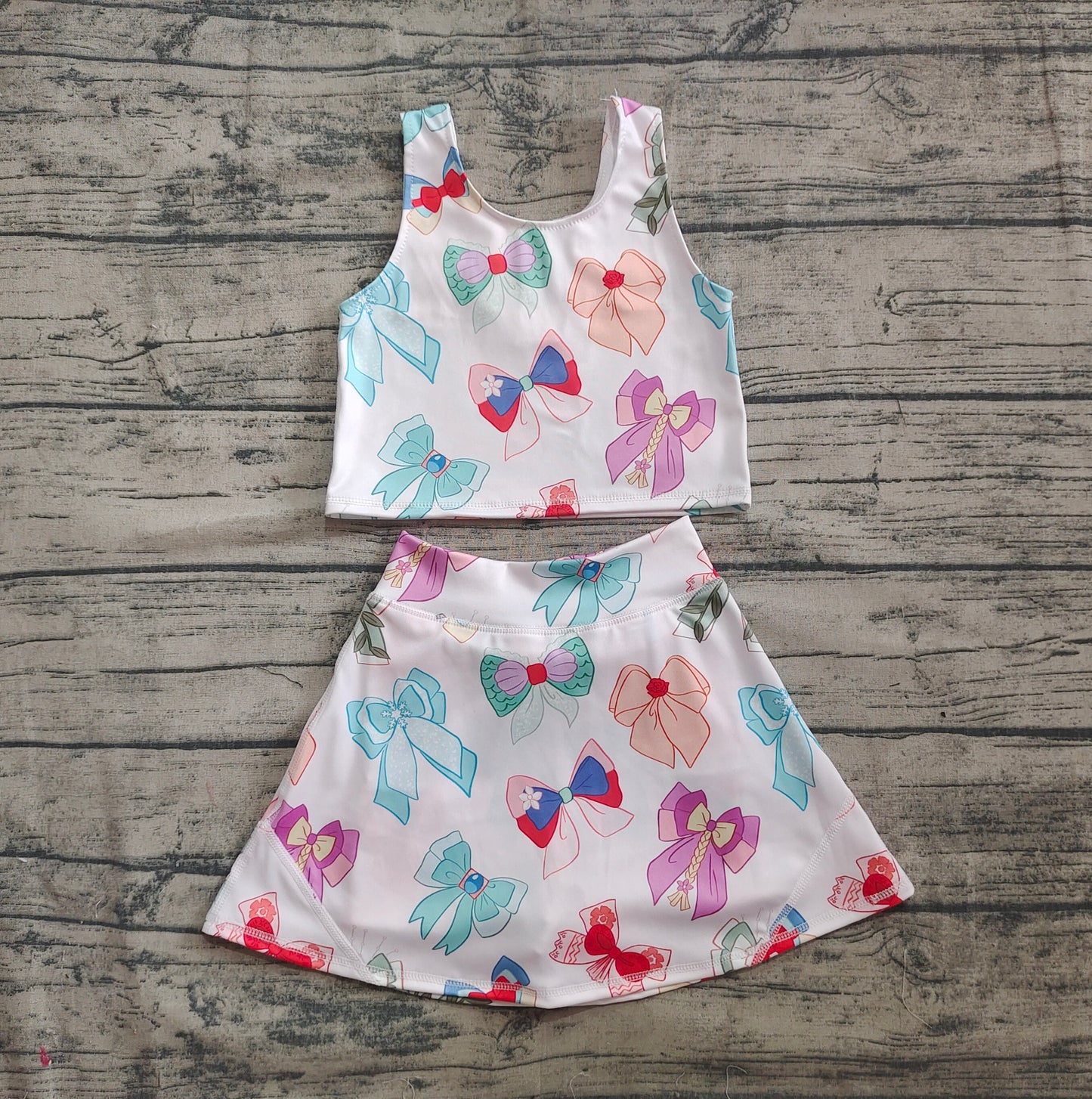 Baby Girl Princess Bows Tops Shorts Skirt Skort Yoga Active Wear Clothes Set RTS