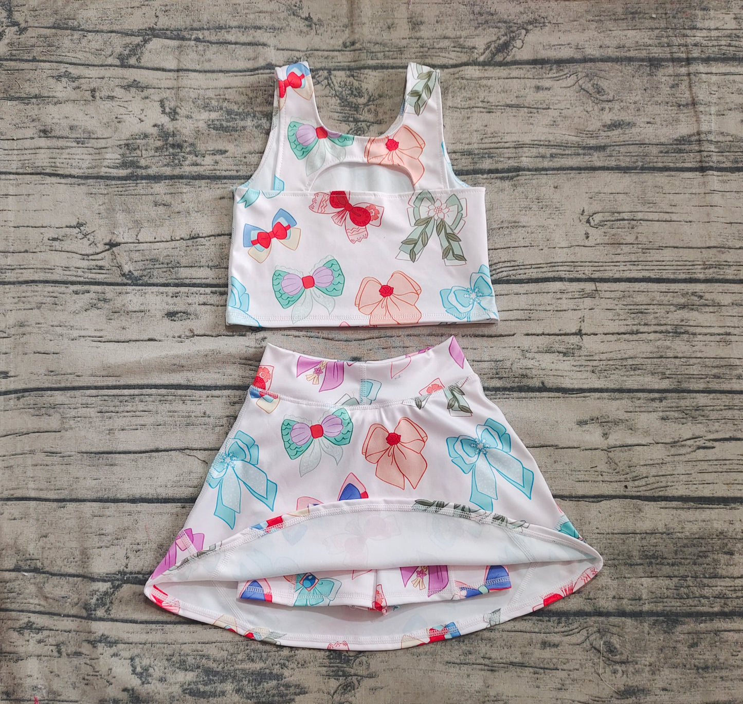 Baby Girl Princess Bows Tops Shorts Skirt Skort Yoga Active Wear Clothes Set RTS