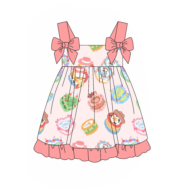 Preorder Baby Girl Toys Cakes Bows Birthday Knee Length Dress ( Moq 5 )