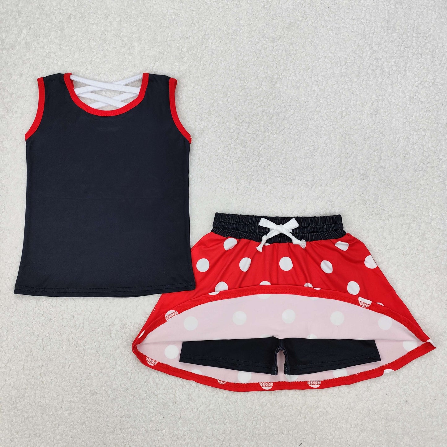 1-7 Colors Baby Girl Sleeveless Princess Shirt Skorts Sibling Outfit RTS