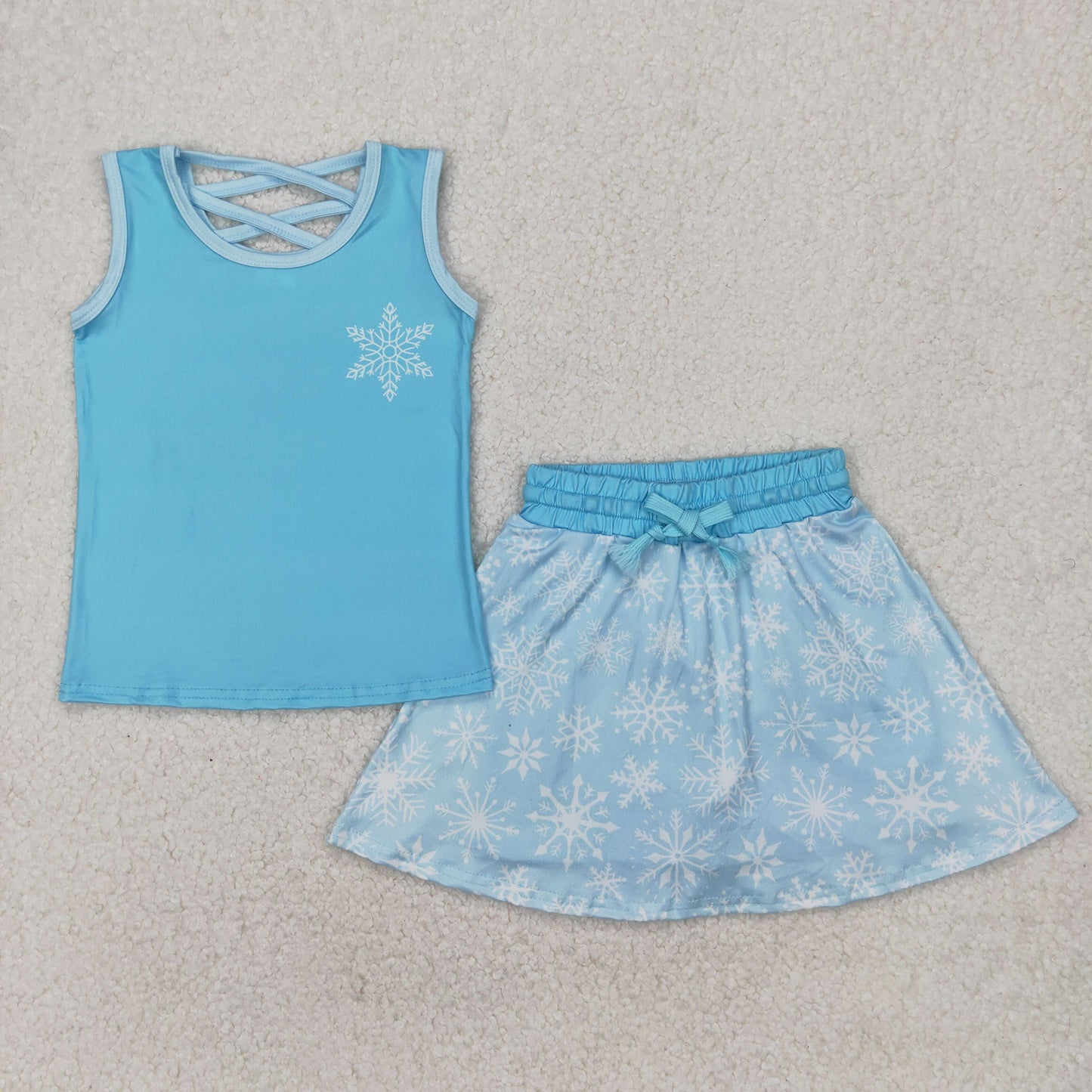 1-7 Colors Baby Girl Sleeveless Princess Shirt Skorts Sibling Outfit RTS