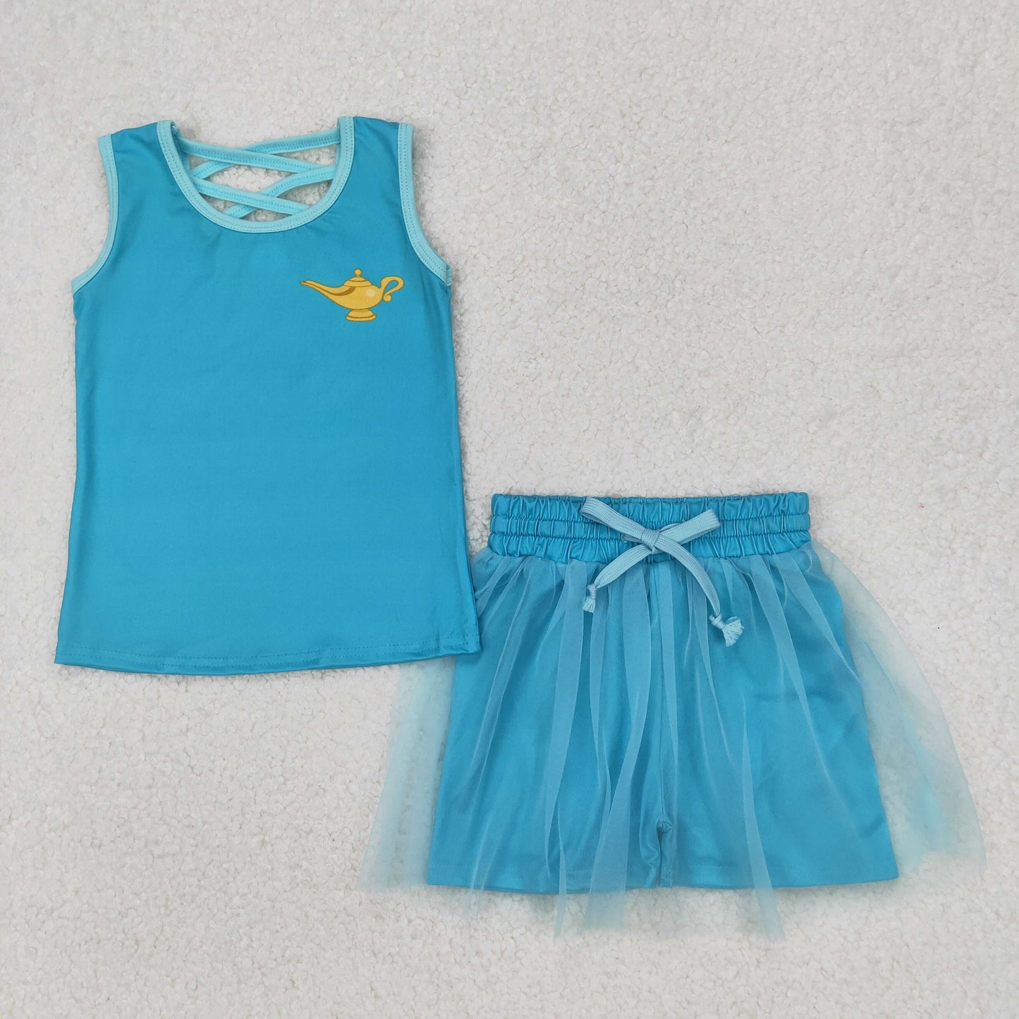 Baby Girl Sleeveless Princess Vest Tassel Shorts Sibling Clothes Set RTS