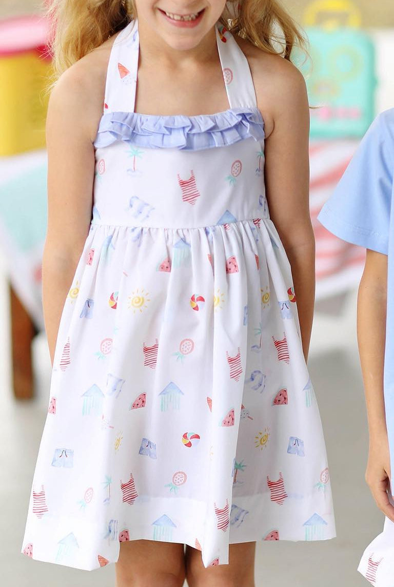 Preorder Baby Girl Sleeveless Beach Knee Length Dress ( Moq 5 )