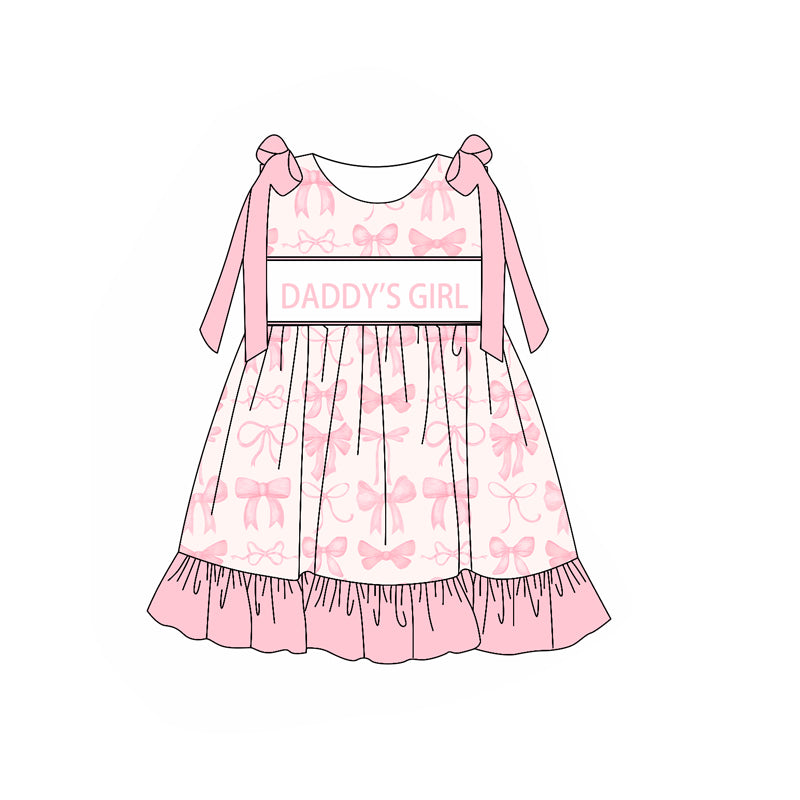 Baby Kids Sleeveless Pink Bows Daddy's Girl Dress RTS