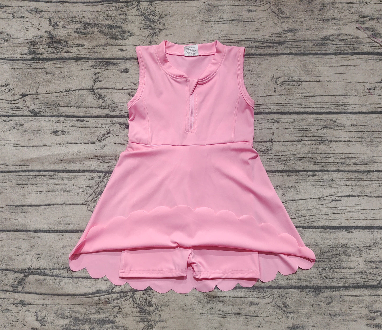 Baby Girl Pink Zipper Yoga Active Wear With Shorts Knee Length Dress RTS