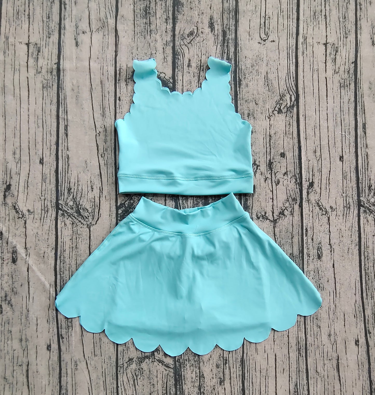 Baby Girl Blue Straps Vest Tops Shorts Skort Yoga Active Wear Clothes Set RTS