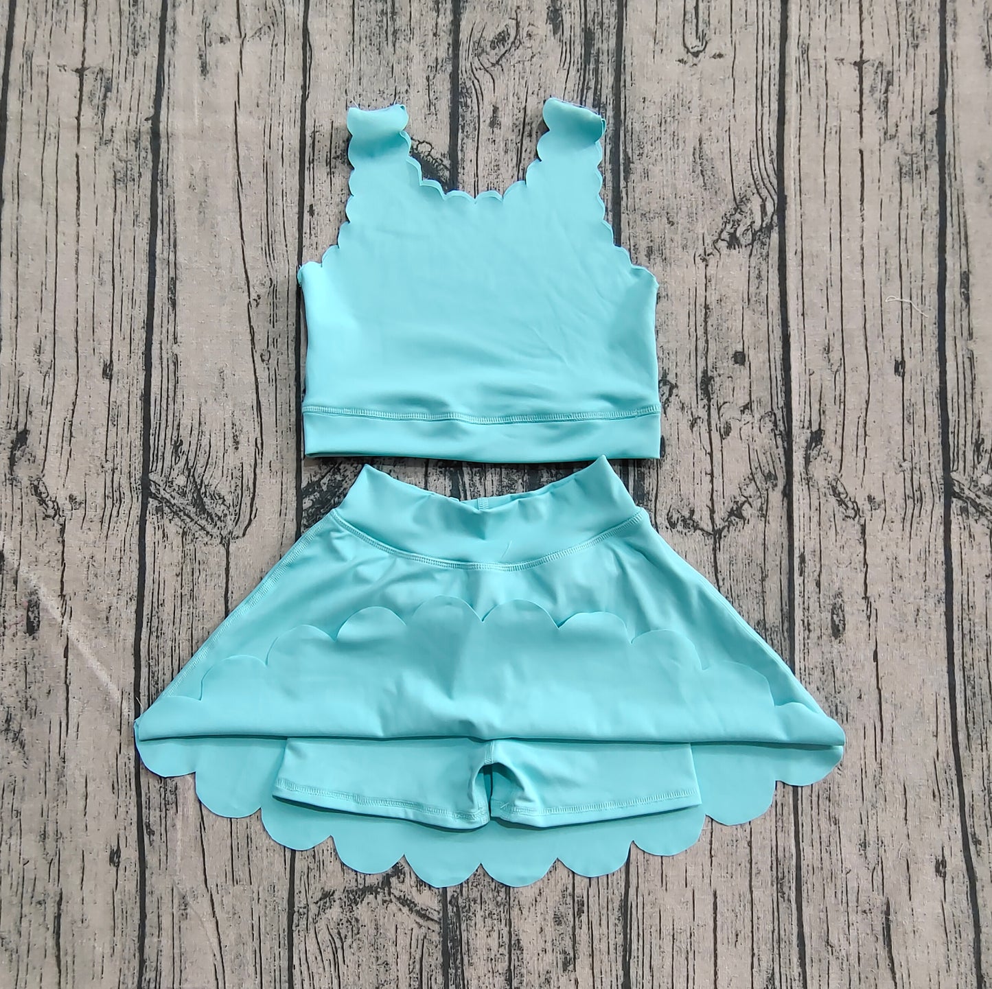 Baby Girl Blue Straps Vest Tops Shorts Skort Yoga Active Wear Clothes Set RTS