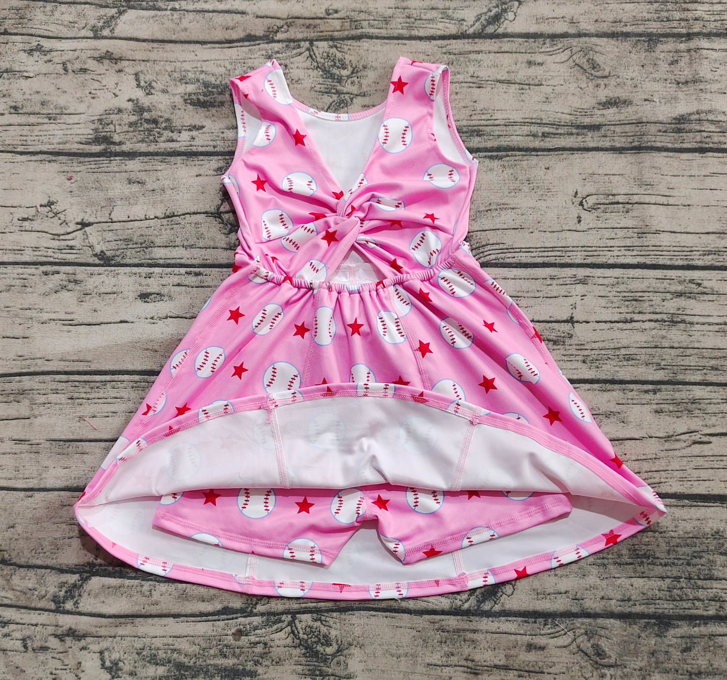 Baby Girl Baseball Stars Pink Yoga Active Wear Shorts Dress RTS