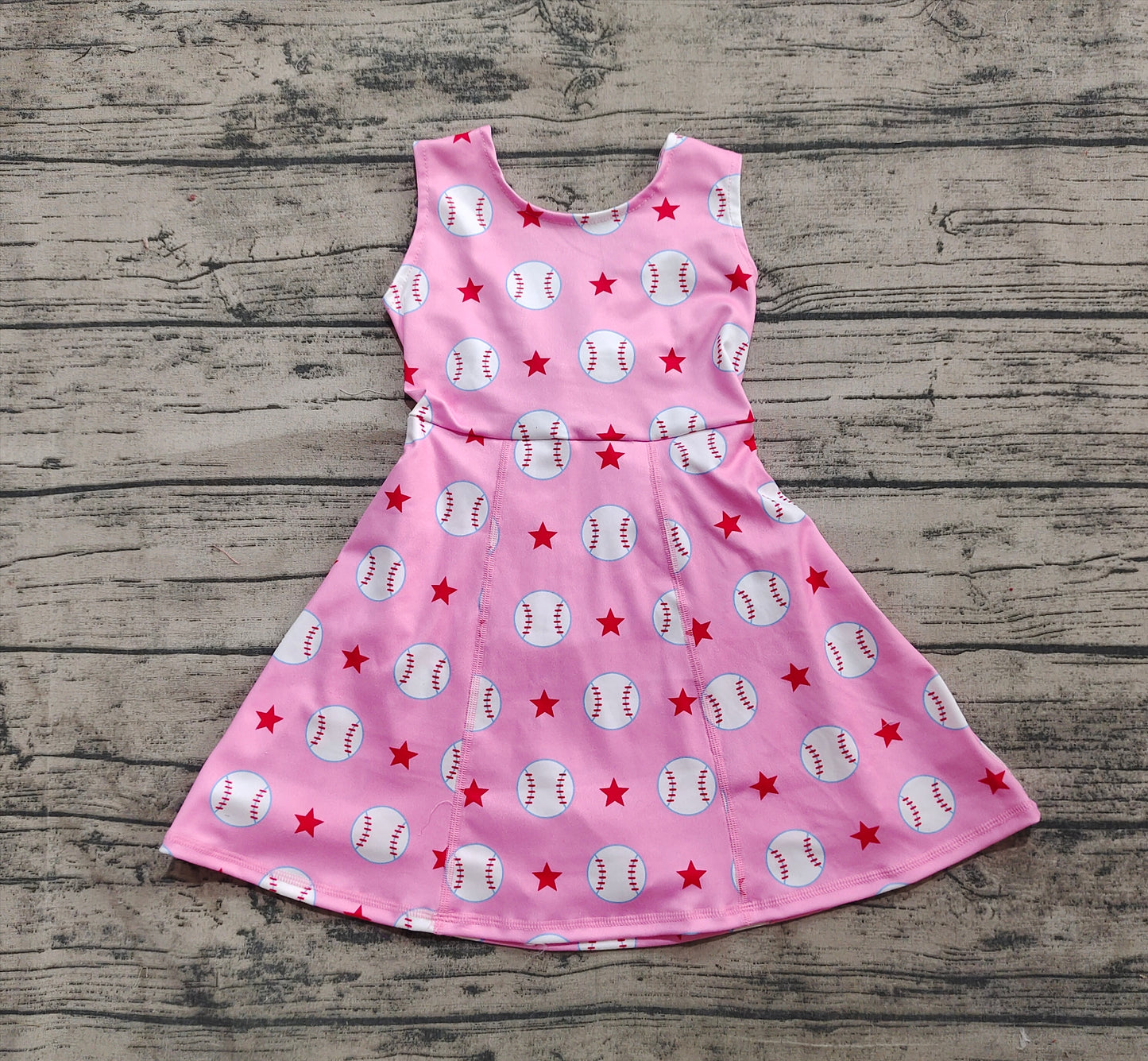 Baby Girl Baseball Stars Pink Yoga Active Wear Shorts Dress RTS