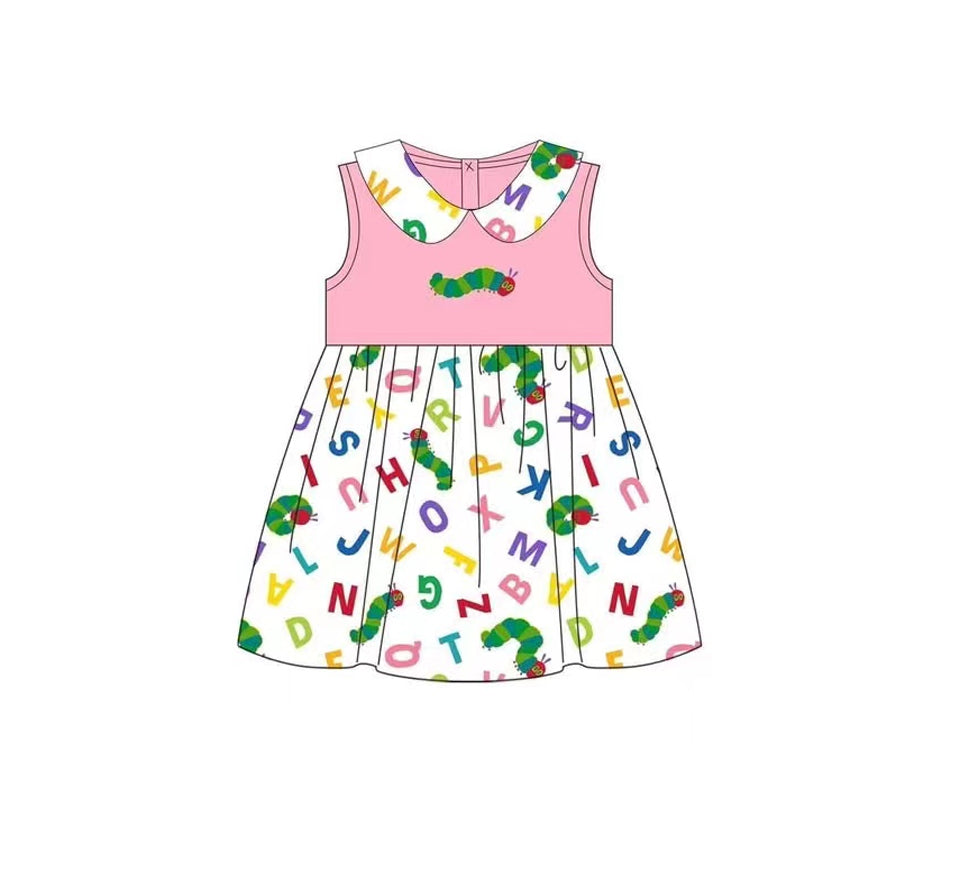 Baby Girl Sleeveless Back To School Ruffle Knee Length Dress RTS