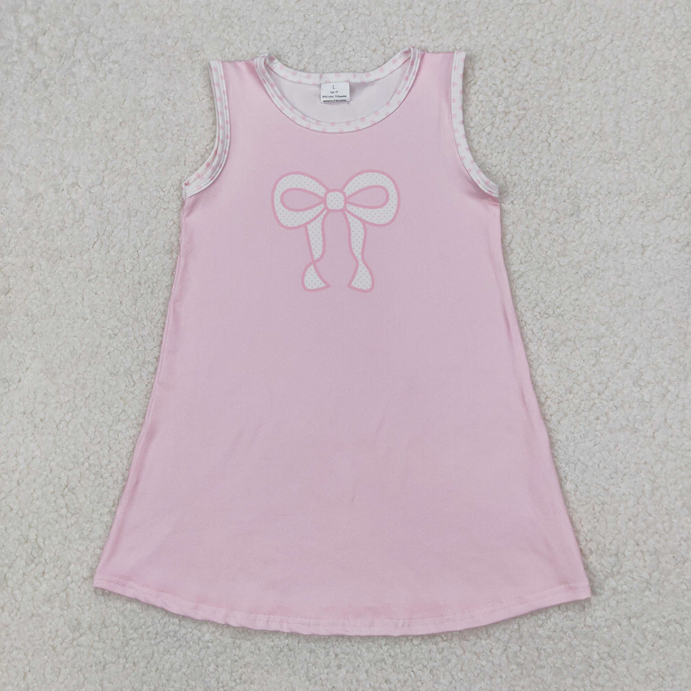 Baby Girl Sleeveless Bows Sibling Pink Dress Set Clothes RTS