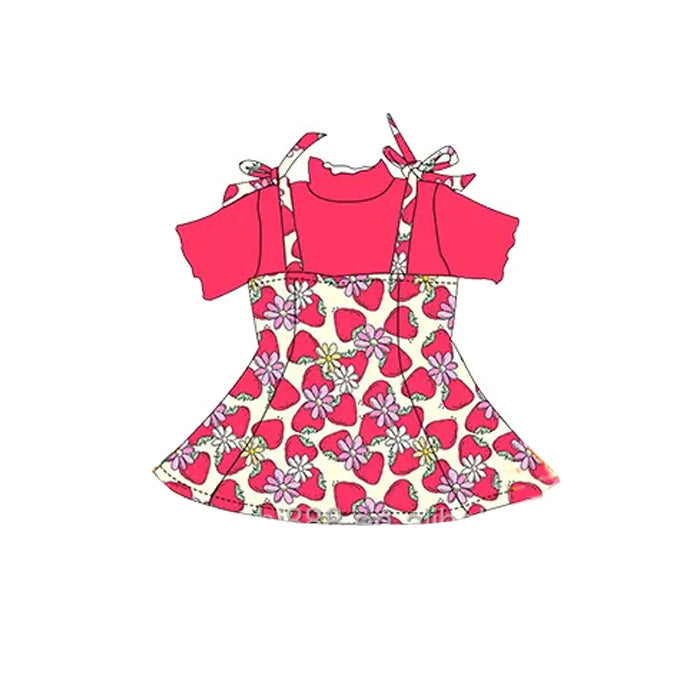 Preorder Baby Girl Short Sleeves Shirt Strawberry Skirt Dress Set ( Moq 5 )